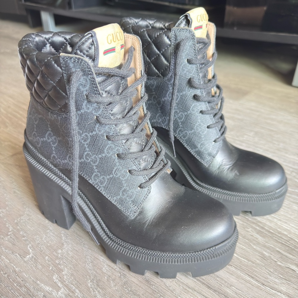Gucci GG Supreme Lace Up Boots